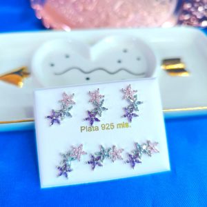 pendientes de estrellas trepador en plata