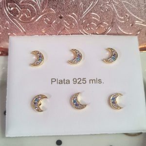 Pendientes luna dorados en plata