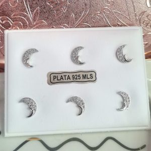 Pendiente de luna en plata de ley
