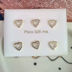 Pendientes de plata chapados en forma de corazón